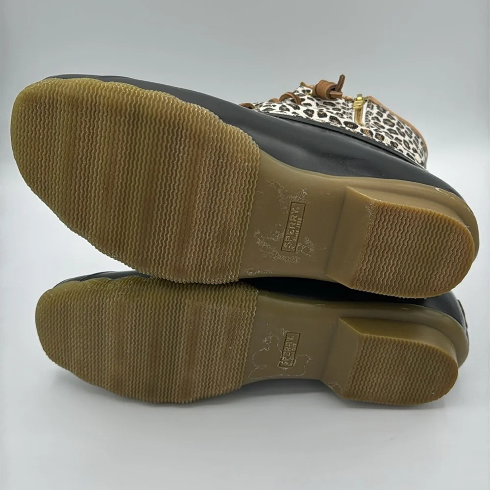 Sperry Leopard Print Rain Duck Boots — Black, Brown, Tan